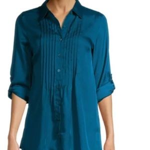 White Stag Womens Pleated Woven  Teal Blue  Blouse